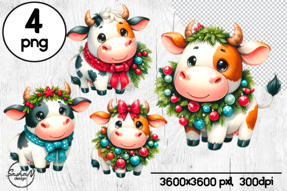 Download Cartoon Christmas Cow Clipart - Christmas cow clipart Collection