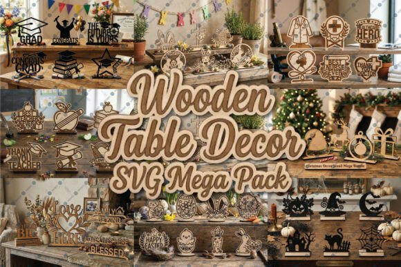Download Wooden Table Decor SVG Mega Pack - Mega pack Collection