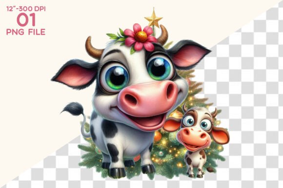 Download Watercolor Funny Christmas Cow Clipart - Christmas cow clipart Collection